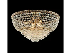Lámpara de techo Wagner en hierro y latón con pedrería 8 luces H.40 Ø62 BL266-PL8-OR Dorado Clearance
