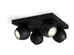 Hot Ledkia Lámpara de Techo White Ambiance 4 Focos GU10 Hue Buckram Negro