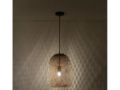 VS Venta-stock Lámpara Suspendida-Lámpara de techo Yumei de Bambú, diametro 30 cm Beige