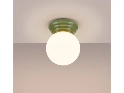 Outlet Sollux Lighting Lámpara de techo Zori minimalista de cerámica/vidrio vidriado - 1 fuentes luminosas - L.12 x A.12 cm - oliva Verde