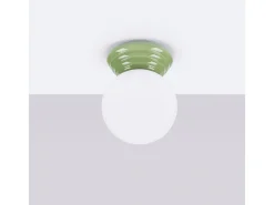 Outlet Sollux Lighting Lámpara de techo Zori minimalista de cerámica/vidrio vidriado - 1 fuentes luminosas - L.12 x A.12 cm - oliva Verde