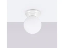 Sollux Lighting Plafón-Lámpara de techo Zori minimalista de cerámica/vidrio vidriado - 1 fuentes luminosas - L.12 x A.12 cm - Blanco