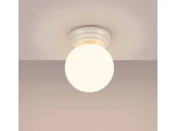 Sollux Lighting Plafón-Lámpara de techo Zori minimalista de cerámica/vidrio vidriado - 1 fuentes luminosas - L.12 x A.12 cm - Blanco