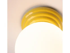 Sale Sollux Lighting Lámpara de techo Zori minimalista de cerámica/vidrio vidriado - 1 fuentes luminosas - L.12 x A.12 cm - Amarillo