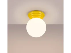 Sale Sollux Lighting Lámpara de techo Zori minimalista de cerámica/vidrio vidriado - 1 fuentes luminosas - L.12 x A.12 cm - Amarillo