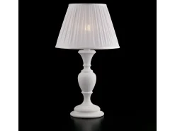 Lámpara Fiorenza Shabby de madera blanca, 1 luz con pantalla dm.35 H.62 Ø35 BL172-LM-BCO Blanco Online