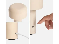 Sweeek Lámpara led de metal para mesa interior, 13cm Beige Discount