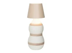 Lámpara LED Poldina STOPPER de Zafferano, recargable y portátil, color arena, con batería hasta 12 horas Topo Hot