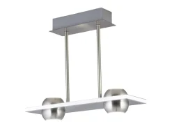 Lámpara Suspendida-Lámpara lineal 2 luces modelo Fanton acabado niquel satinado 40cm(alto) 34cm(ancho) 12cm( Gris