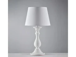 Lámpara Suspendida-Lámpara Lucca Shabby de madera blanca, 1 luz con pantalla dm.35 H.60 Ø35 BL271-LM-BCO Blanco