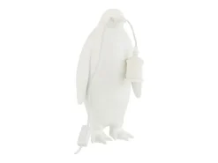 J-Line Lámpara De Mesa-Lámpara pingüino de resina Blanca 18.5x18.5x35cm Blanco