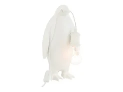J-Line Lámpara De Mesa-Lámpara pingüino de resina Blanca 18.5x18.5x35cm Blanco