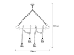 Online Concept-Usine Lámpara rústica colgante de alambre 4 luces cuerdas y madera LOANE - Ambiente cálido y auténtico Marru00f3n