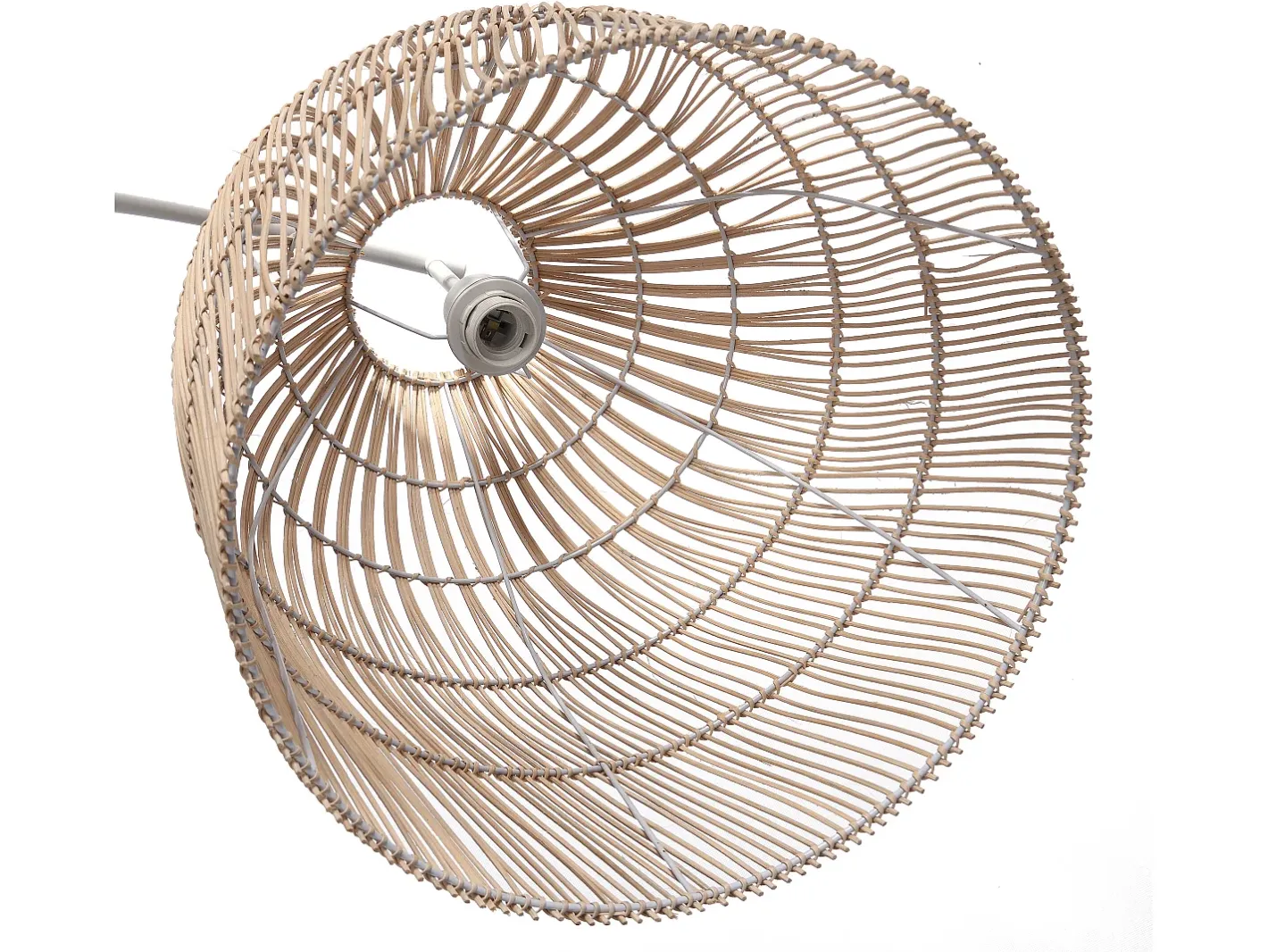 Online OZAIA Lámpara étnica de hierro y ratán natural - Alt. 177 cm - PARNAIBA Color natural claro / Blanco