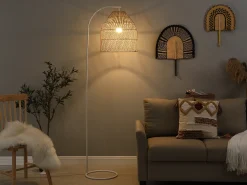 Online OZAIA Lámpara étnica de hierro y ratán natural - Alt. 177 cm - PARNAIBA Color natural claro / Blanco