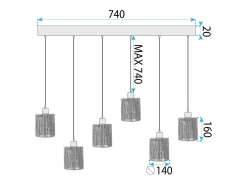 Lámpara Suspendida-Lámpara Toolight App1822-6Cp Black Negro