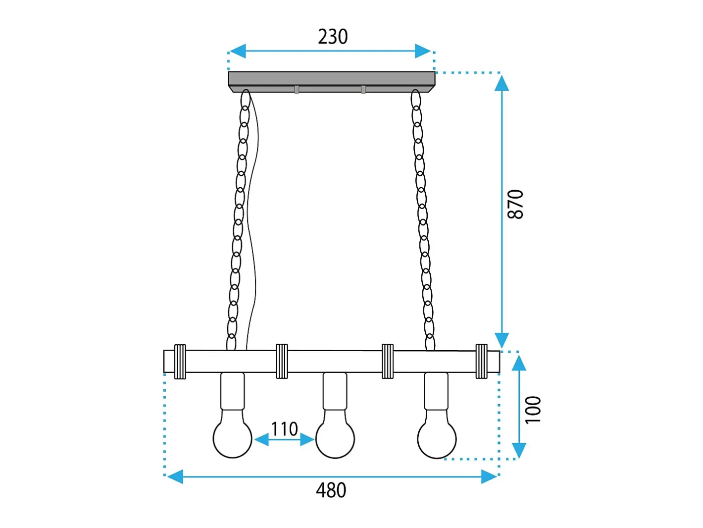 Lámpara Suspendida-Lámpara Toolight App1319-3Cp Black Negro