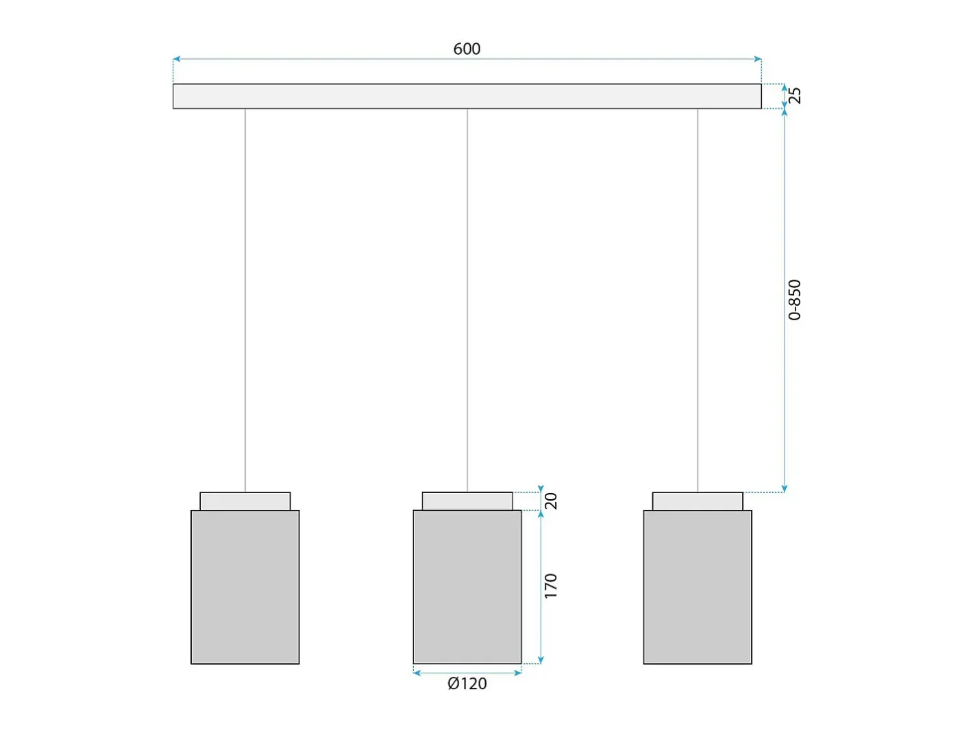 Discount Lámpara Toolight App1812-3Cp Grey Gris