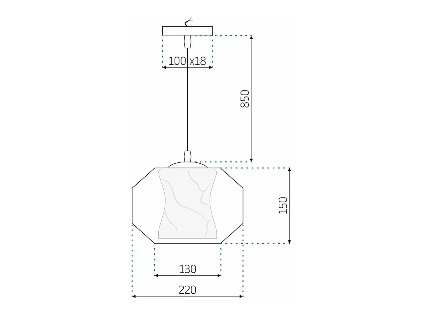 Clearance Lámpara Toolight App908-1Cp Marble 24Cm Transparent Transparente
