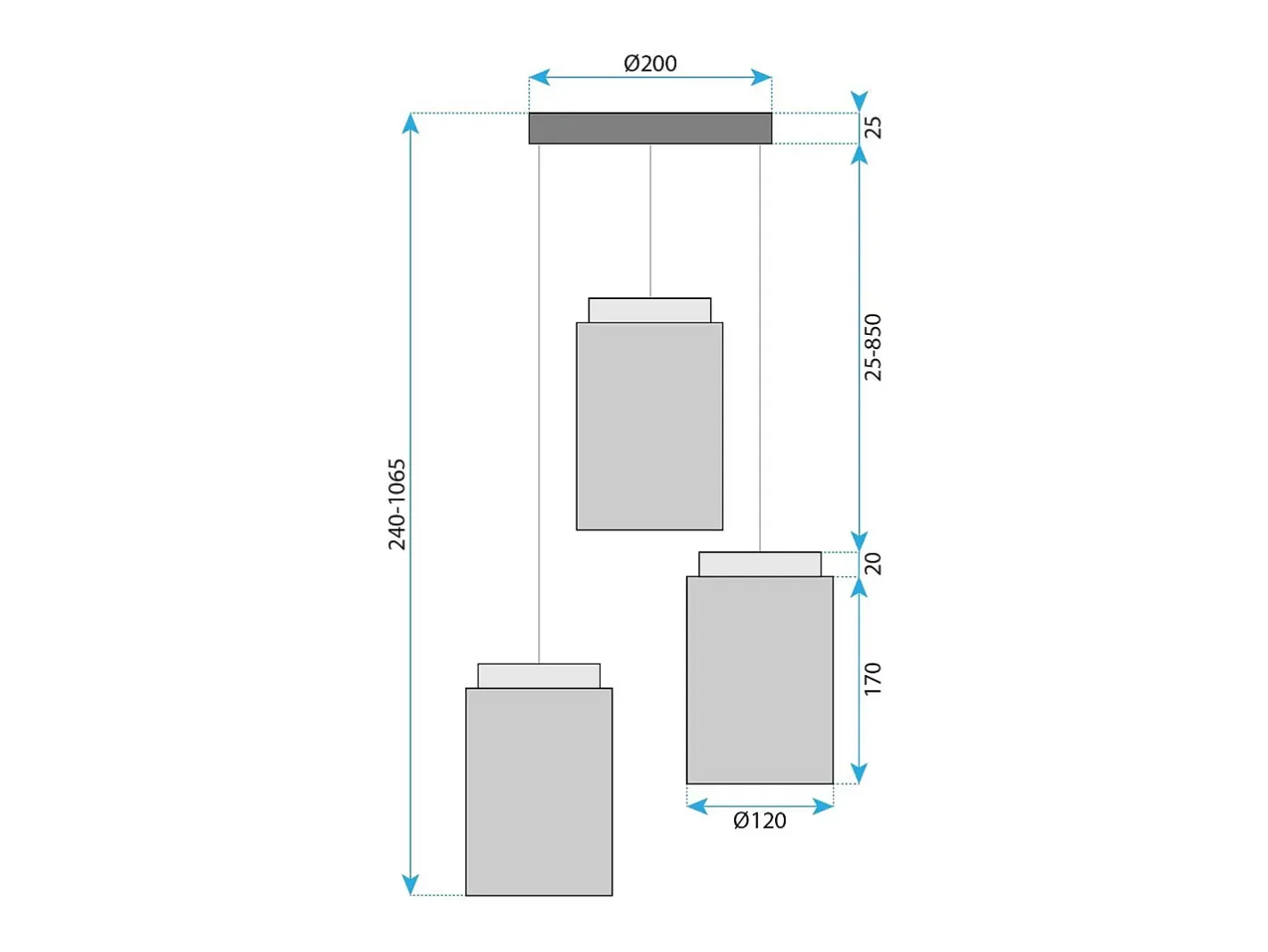 Online Lámpara Toolight App1811-3Cpr Grey Gris