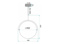 Lámpara Suspendida-Lámpara Toolight Led App1427-C 50Cm Black Negro