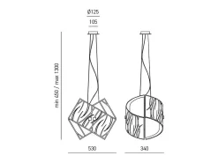 Lámpara Suspendida-Lámparas colgantes Agnese 2XE27 max 2X70W IP20 - Plafón LED de diseño moderno Blanco