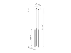 Clearance Sollux Lighting Lámparas Colgantes Arche Moderno De Acero - 3 Fuentes Luminosas - L.20 X A.120 Cm - Blanco