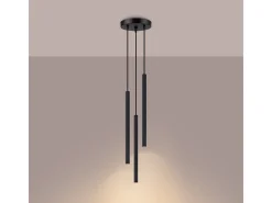 Sollux Lighting Lámpara Suspendida-Lámparas Colgantes Arche Moderno De Acero - 3 Fuentes Luminosas - L.20 X A.120 Cm - Negro