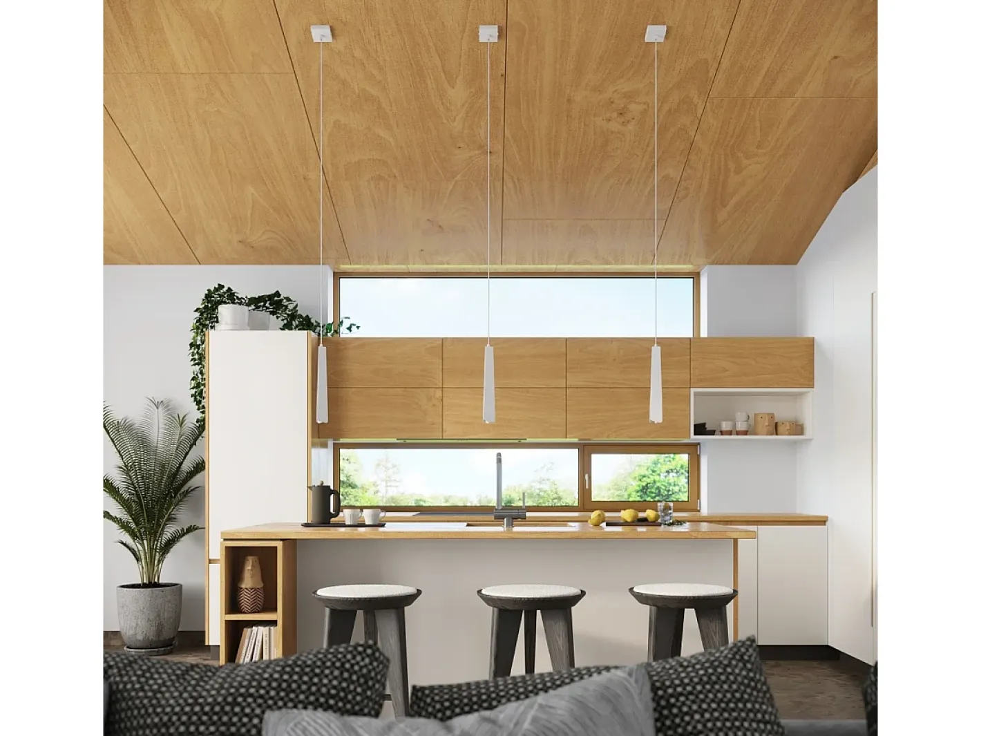 Sollux Lighting Lámparas colgantes Astel escandinavo de acero - 1 fuentes luminosas 4000K - L.8 x A.120 cm - Blanco Clearance