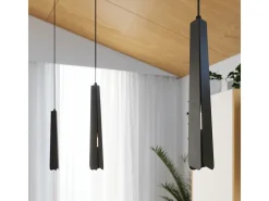 Sollux Lighting Lámpara Suspendida-Lámparas colgantes Astel escandinavo de acero - 1 fuentes luminosas 3000K - L.8 x A.120 cm - Negro