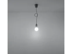 Clearance Sollux Lighting Lámparas colgantes Astis moderno de CLORURO DE POLIVINILO - 1 fuentes luminosas 4000K - L.9 x A.90 cm - Gris