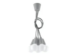 Discount Sollux Lighting Lámparas colgantes Astis moderno de CLORURO DE POLIVINILO - 5 fuentes luminosas 3000K - L.25 x A.90 cm - Gris