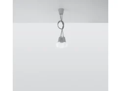 Clearance Sollux Lighting Lámparas colgantes Astis moderno de CLORURO DE POLIVINILO - 3 fuentes luminosas 3000K - L.15 x A.90 cm - Gris