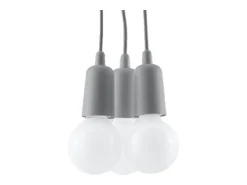 Clearance Sollux Lighting Lámparas colgantes Astis moderno de CLORURO DE POLIVINILO - 3 fuentes luminosas 3000K - L.15 x A.90 cm - Gris