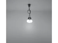 Clearance Sollux Lighting Lámparas colgantes Astis moderno de CLORURO DE POLIVINILO - 3 fuentes luminosas 3000K - L.15 x A.90 cm - Gris