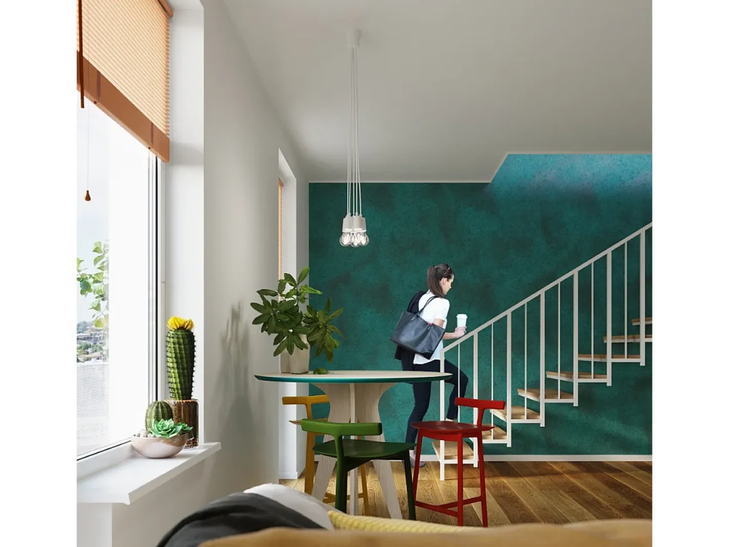 Sollux Lighting Lámparas colgantes Astis moderno de CLORURO DE POLIVINILO - 5 fuentes luminosas 4000K - L.25 x A.90 cm - Blanco Hot