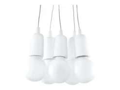 Sollux Lighting Lámparas colgantes Astis moderno de CLORURO DE POLIVINILO - 5 fuentes luminosas 4000K - L.25 x A.90 cm - Blanco Hot