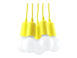 Outlet Sollux Lighting Lámparas colgantes Astis moderno de CLORURO DE POLIVINILO - 5 fuentes luminosas 3000K - L.25 x A.90 cm - Amarillo