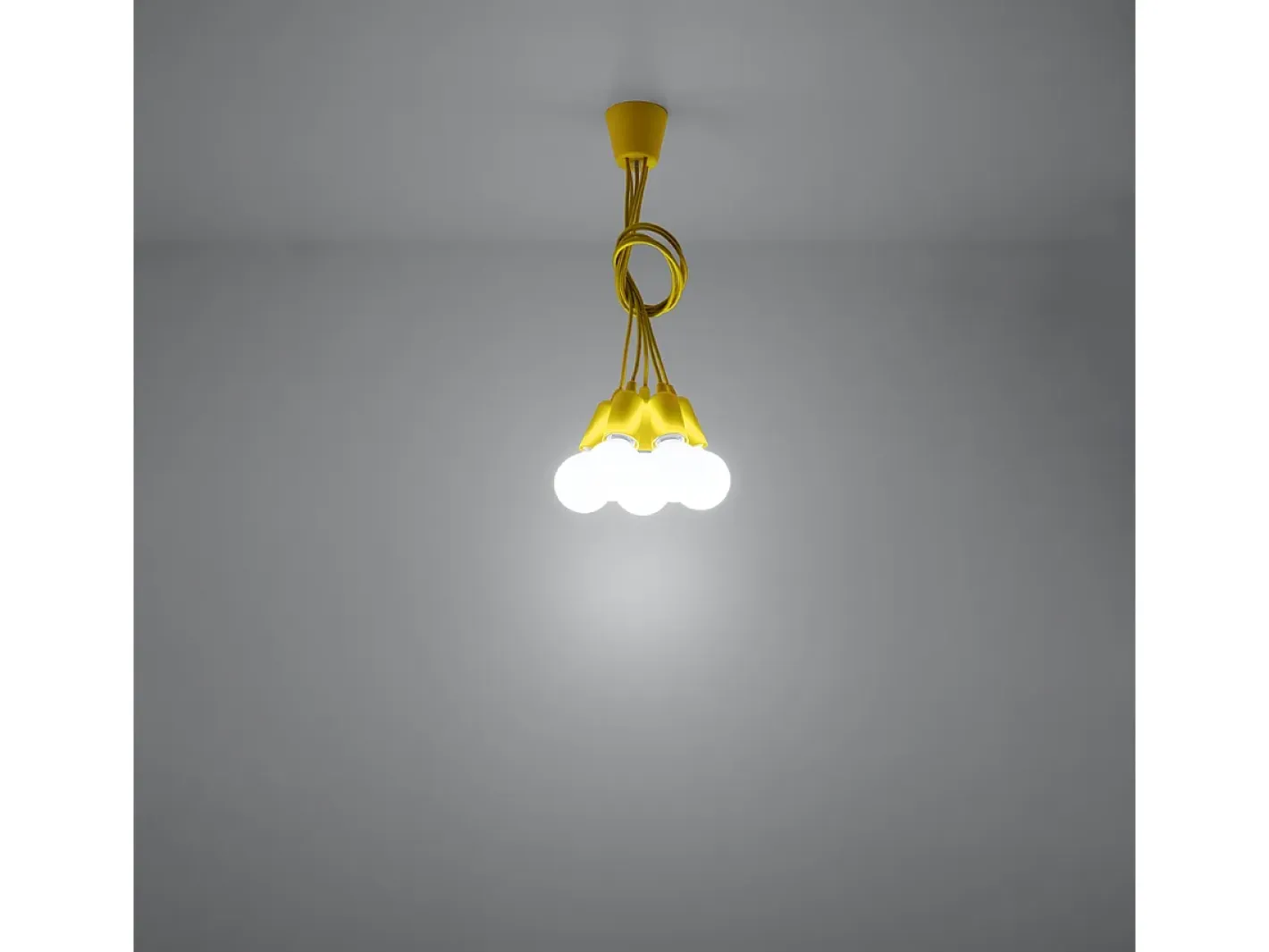 Outlet Sollux Lighting Lámparas colgantes Astis moderno de CLORURO DE POLIVINILO - 5 fuentes luminosas 3000K - L.25 x A.90 cm - Amarillo