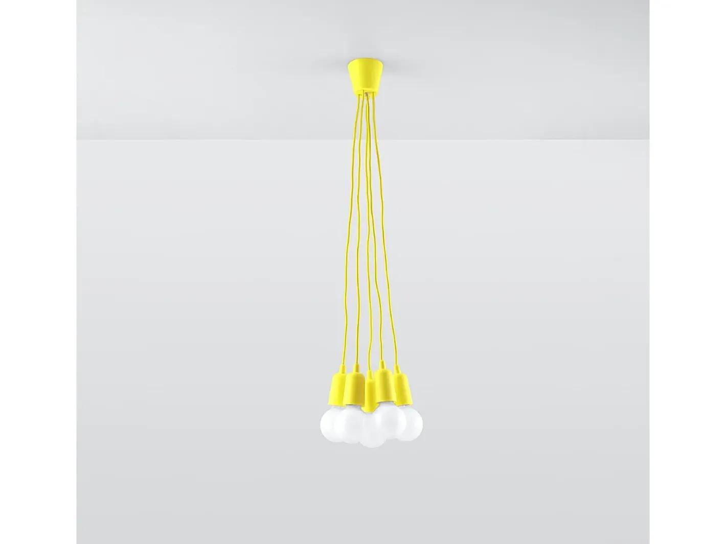 Outlet Sollux Lighting Lámparas colgantes Astis moderno de CLORURO DE POLIVINILO - 5 fuentes luminosas 3000K - L.25 x A.90 cm - Amarillo