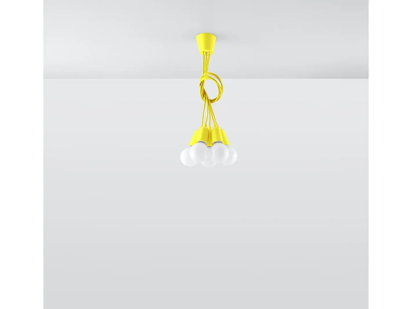 Outlet Sollux Lighting Lámparas colgantes Astis moderno de CLORURO DE POLIVINILO - 5 fuentes luminosas 3000K - L.25 x A.90 cm - Amarillo
