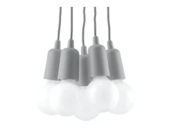 Sollux Lighting Lámparas colgantes Astis moderno de CLORURO DE POLIVINILO - 5 fuentes luminosas 4000K - L.25 x A.90 cm - Gris Hot