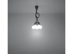 Sollux Lighting Lámparas colgantes Astis moderno de CLORURO DE POLIVINILO - 5 fuentes luminosas 4000K - L.25 x A.90 cm - Gris Hot
