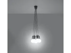 Sollux Lighting Lámparas colgantes Astis moderno de CLORURO DE POLIVINILO - 5 fuentes luminosas 4000K - L.25 x A.90 cm - Gris Hot
