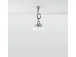 Sollux Lighting Lámparas colgantes Astis moderno de CLORURO DE POLIVINILO - 5 fuentes luminosas 4000K - L.25 x A.90 cm - Gris Hot