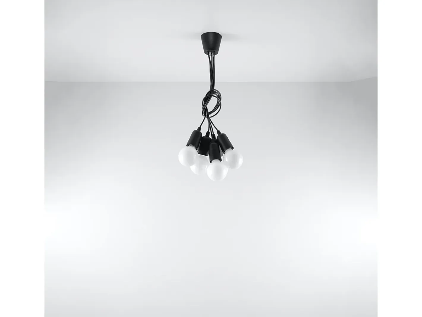 Sale Sollux Lighting Lámparas colgantes Astis moderno de CLORURO DE POLIVINILO - 5 fuentes luminosas 3000K - L.25 x A.90 cm - Negro