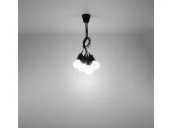 Sale Sollux Lighting Lámparas colgantes Astis moderno de CLORURO DE POLIVINILO - 5 fuentes luminosas 3000K - L.25 x A.90 cm - Negro
