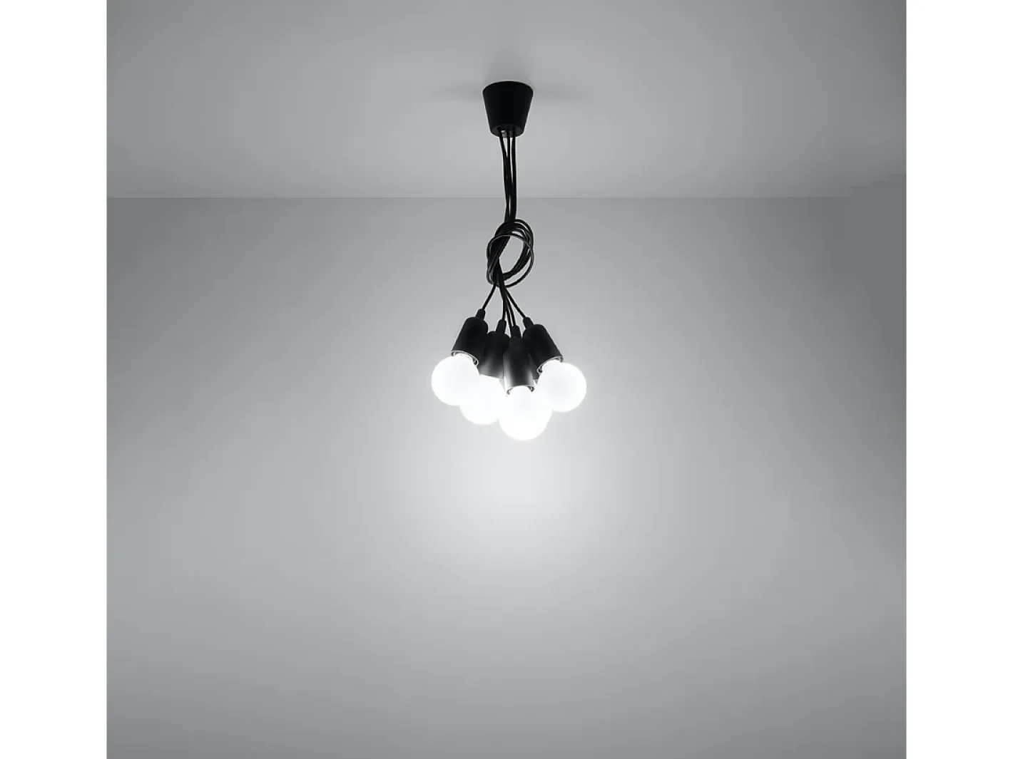 Sale Sollux Lighting Lámparas colgantes Astis moderno de CLORURO DE POLIVINILO - 5 fuentes luminosas 3000K - L.25 x A.90 cm - Negro