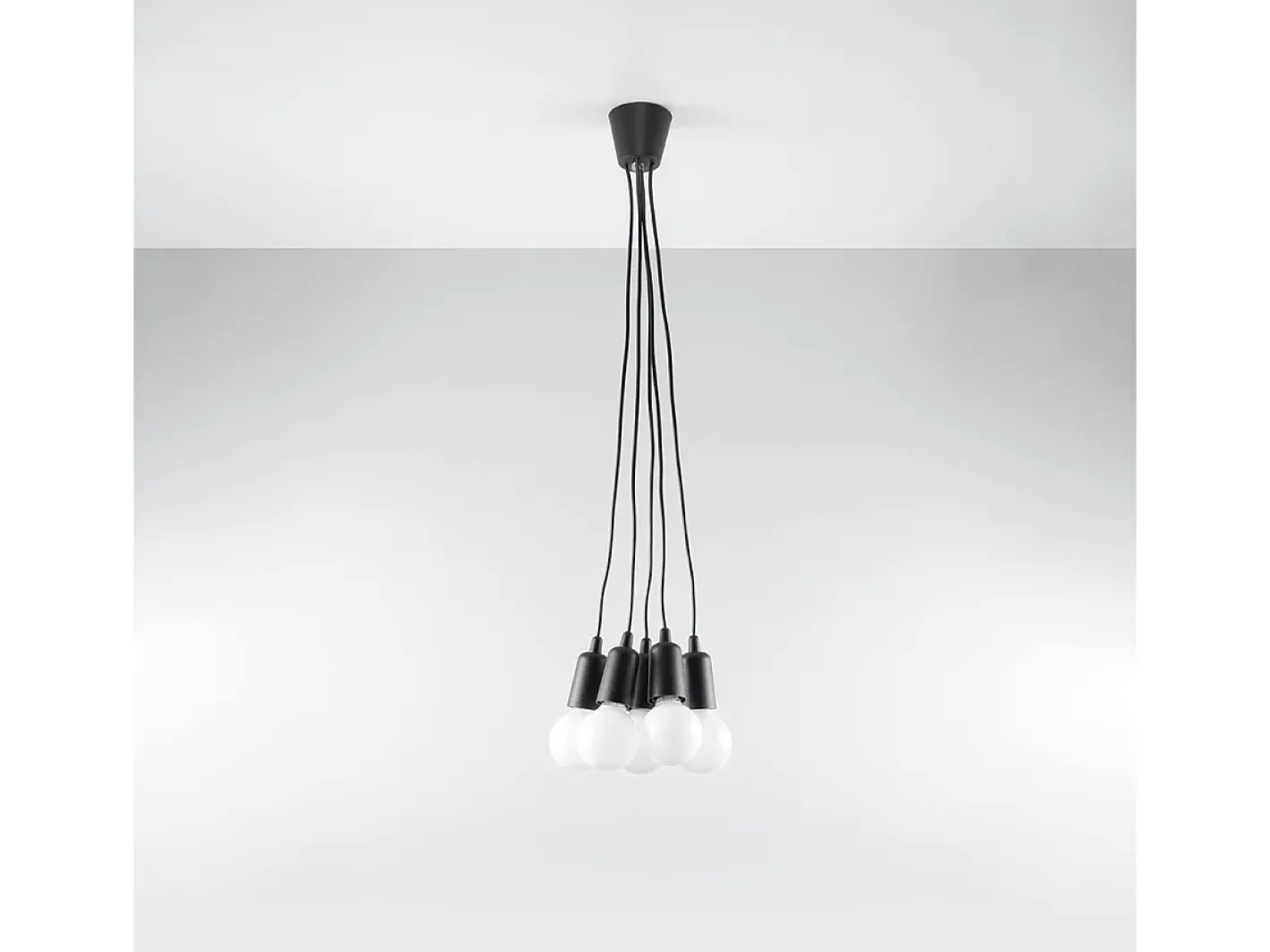 Sale Sollux Lighting Lámparas colgantes Astis moderno de CLORURO DE POLIVINILO - 5 fuentes luminosas 3000K - L.25 x A.90 cm - Negro