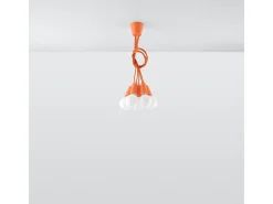 Sollux Lighting Lámparas colgantes Astis moderno de CLORURO DE POLIVINILO - 5 fuentes luminosas 3000K - L.25 x A.90 cm - Naranja Clearance
